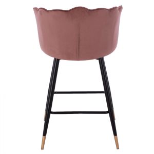 Плюшен средно висок бар стол Princess Vesna Hm8736,02 цвят пепел от рози 50x50x90cm