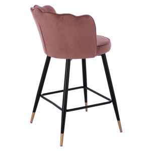 Плюшен средно висок бар стол Princess Vesna Hm8736,02 цвят пепел от рози 50x50x90cm