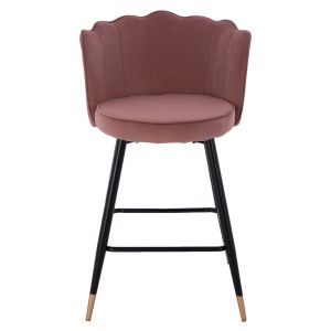 Плюшен средно висок бар стол Princess Vesna Hm8736,02 цвят пепел от рози 50x50x90cm