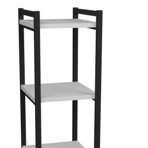 Harvey floor shelf black metal and white melamine 33x28x100cm