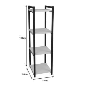 Harvey floor shelf black metal and white melamine 33x28x100cm