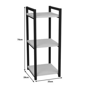Harvey floor shelf black metal and white melamine 33x28x70cm