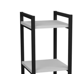 Harvey floor shelf black metal and white melamine 33x28x70cm