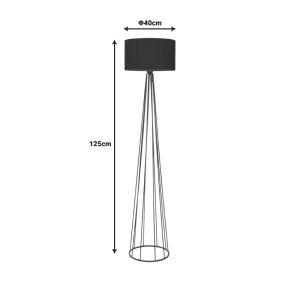 Floor lamp Florencia ε27 black fabric-metal D40x125cm