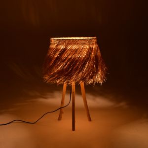 Floor lamp Herfo E27 rattan in natural color D45x58.8cm