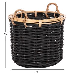 Подови кошници 2 броя Potts Rattan в черно и натурално D61+d45cm Hm4379