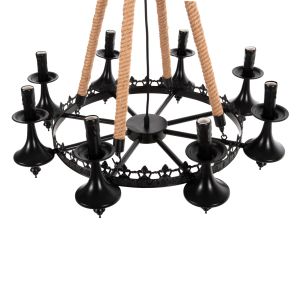 Chandelier 8-lamp Hm4169 black metal - rope D66x131hcm