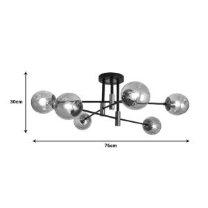 Chandelier Catrene black metal-glass 76x30cm