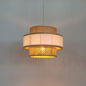 Chandelier Certy E27 bamboo in natural color D32x25cm