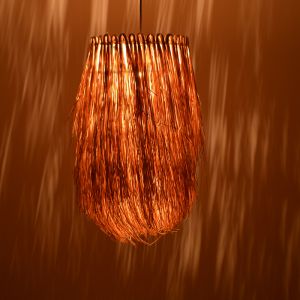 Chandelier Dreco rattan in natural color D32χ52cm
