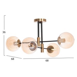 Chandelier Dremp Hm7409.11 with four lamps, black and gold 68x68x36cm.