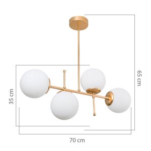 Chandelier E27 in white and gold 70x20x65cm