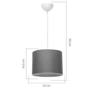 Chandelier E27 color white/gray D22x60cm