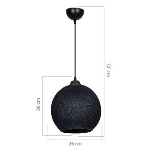 Chandelier E27 black D26x72cm