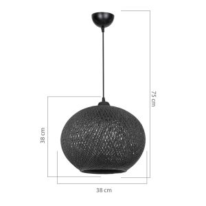 Chandelier E27 black D38x75cm