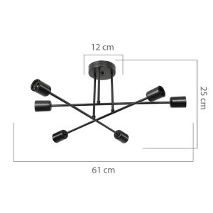 Chandelier E27 black D61x25cm