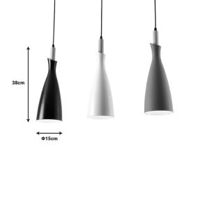 Eracile chandelier with three lamps black-white-gray metal 70x38cm