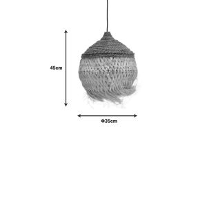Fiorine Abaca chandelier in natural color D35x45cm