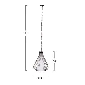 Chandelier Hm4074 with black metal shade D33x141hcm