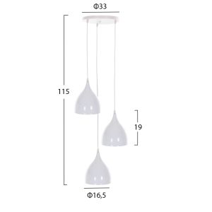 Chandelier Hm4138 with 3 lamps white metal D33x33-115hcm