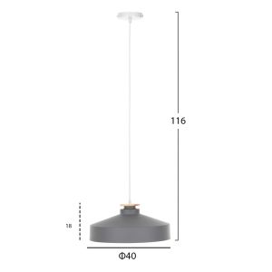 Chandelier Hm4159.03 with gray metal shade D40x116hcm