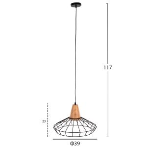 Chandelier Hm4160 black metal with wooden elements D39x117hcm