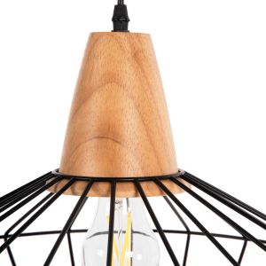 Chandelier Hm4160 black metal with wooden elements D39x117hcm