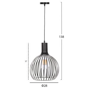 Chandelier Hm4164 with black metal shade D28x138hcm