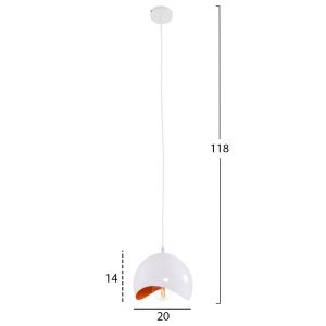 Chandelier Hm4165,02 metal sphere color white/orange D20x118hcm