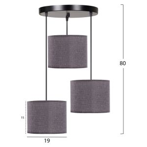 Chandelier Hm7622.13 with black base asymmetrical in light gray color