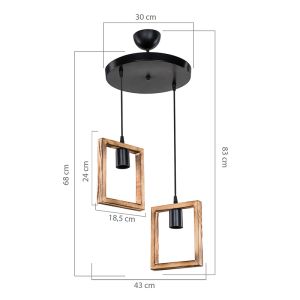 Isolate E27 chandelier in walnut color D43x83cm