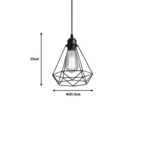 Chandelier Jabrey black metal D20.5x25cm