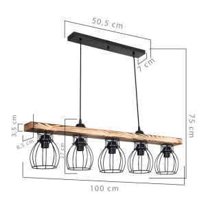 Chandelier Jazzy E27 in walnut-black color 100x12x75cm