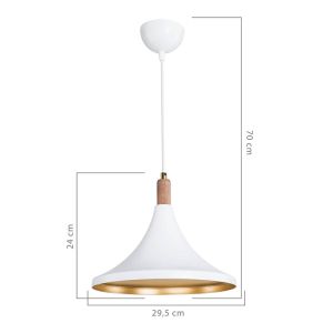 Chandelier Keen E27 in white Color-natural D29.5x70cm