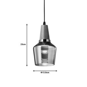 Chandelier Kure gray metal-glass D13.8x23cm