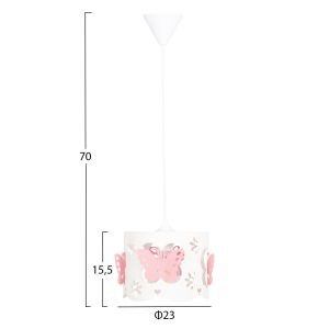 Chandelier Leptir Hm4705.01 metal drop in pink-white Φ23x70hcm.