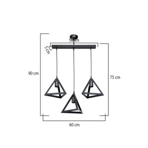 Chandelier Lich Pp in black color 60x24x75cm