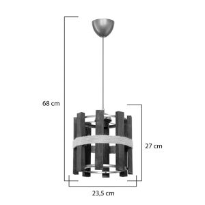 Lidya chandelier single E27 in brown lampshade Φ31.5x28cm