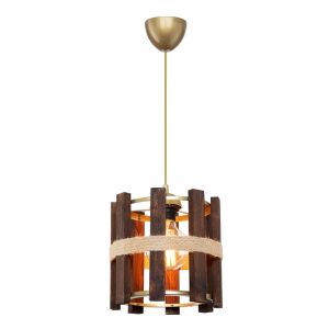 Lidya chandelier single E27 in brown lampshade Φ31.5x28cm