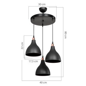 Chandelier Lofty E27 in black color D40x80cm