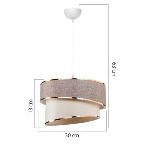 Chandelier Loopy E27 color white/beige/mocha mousse D30x63cm