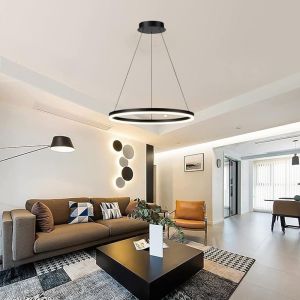 Chandelier Nebrian Led black metal D60x15cm