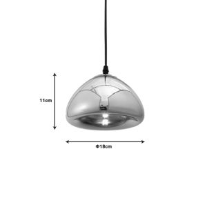Chandelier Ovalone silver metal-glass D18x11cm