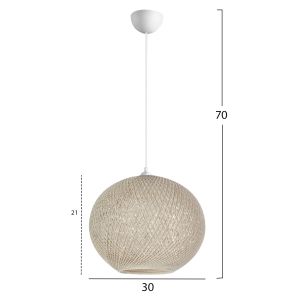 Chandelier Pendant ecru almost oval sphere, braided rope, for indoor use Hm7625,02
