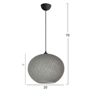Chandelier Pendant gray sphere, braided rope, for indoor use Hm7626,01