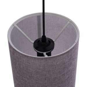 Chandelier Pendant textile drum in gray color D19x70cm Hm7623,03