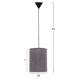 Chandelier Pendant textile drum in gray color D19x70cm Hm7623,03