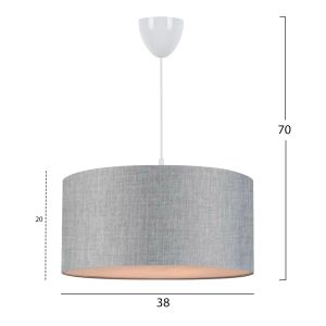 Chandelier Pendant textile drum in gray color Hm7620,04