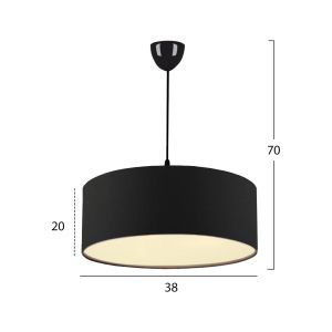 Chandelier Pendant textile drum in black color Hm7620,03