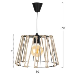 Chandelier Pendant black metal with rope design Hm7617,01